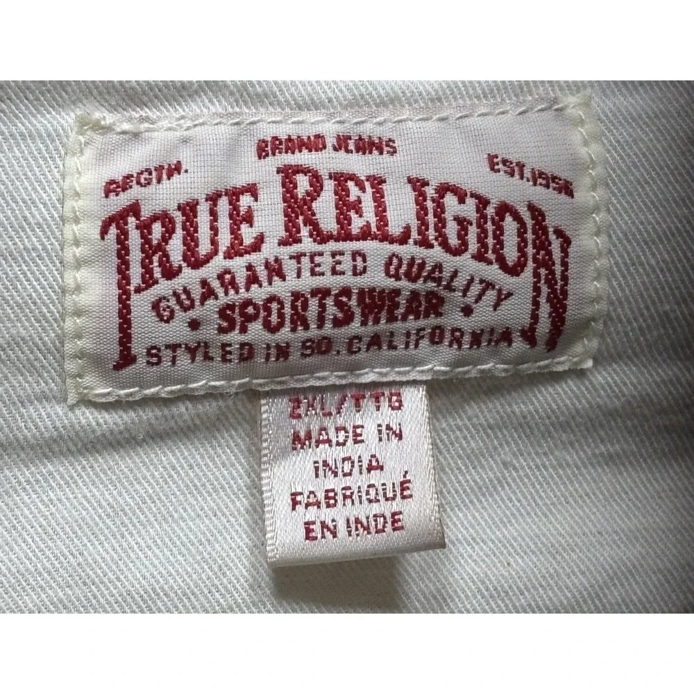 True Religion Mens 2XL Off White Button Up Shirt Cotton Long Sleeve Collared EUC